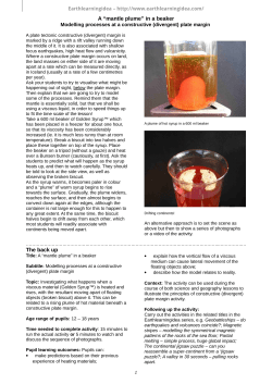 A "mantle plume" in a beaker. Modelling processes at a constructive