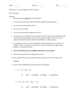 Take Home Half Test on Chapter 8