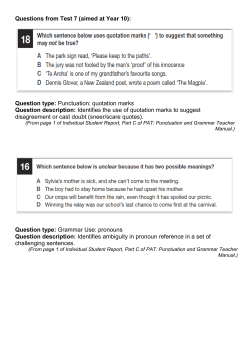 Questions from Test 7 (aimed at Year 10): Question type