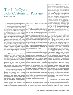 The Life Cycle: Folk Customs of Passage