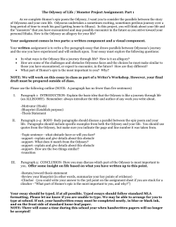 The Odyssey of Life / Monster Project Assignment