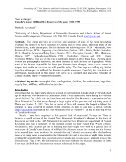 Canada`s major wildland fire disasters of the past, 1825-1938