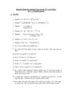 Question Bank for selection from Group `D` to Jr.Clerk) /25 divided by