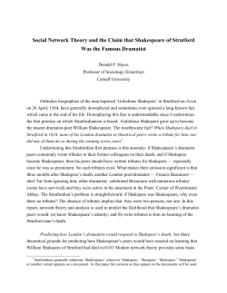 Social Network Theory and the Claim that Shakespeare of Stratford