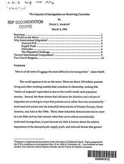 The Impacts of Immigration on Receiving Countries by , Summary