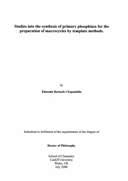 Studies into the synthesis of primary phosphines for the