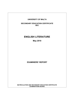 english literature - University of Malta
