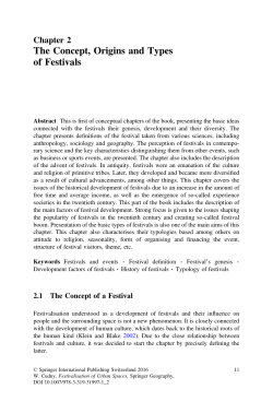 The Concept, Origins and Types of Festivals