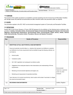 Nonconformity, Corrective Action and Preventive Action
