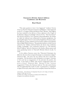 Emerson`s Divinity School Address - Chrestomathy