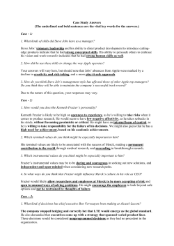 Case Study Answers (The underlined and bold sentences are the