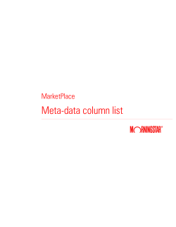 Meta-data column list - Morningstar Commodity Data
