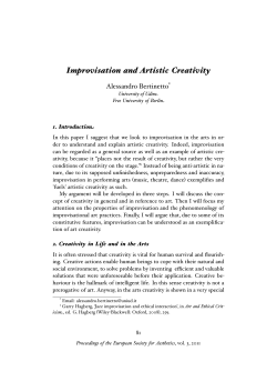 Improvisation and Artistic Creativity - Proceedings