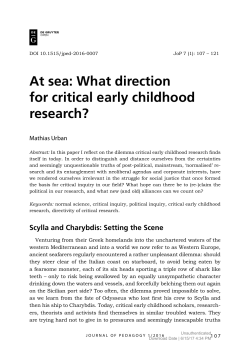 At sea: What direction for critical early childhood research?