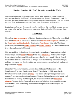 Student Handout #4: Era 3 Societies around the World The Olmec: