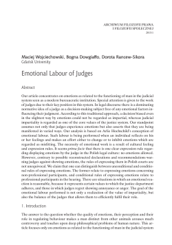 Emotional Labour of Judges - Archiwum Filozofii Prawa i Filozofii