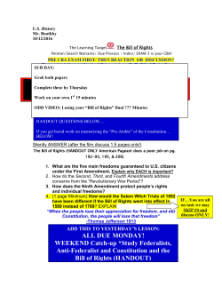 ALL DUE MONDAY! WEEKEND Catch-up *Study Federalists, Anti