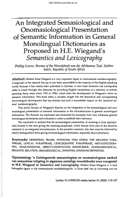 Semantics and Lexicography