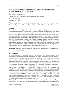 184 THE USE OF HYDROMETALLURGY IN TREATMENT OF