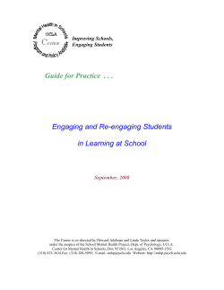 Engaging and Re-engaging Students in Learning at School