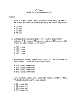 4 Grade Unit 8 Common Assessment #2 4.MD.3 1. A row of lockers