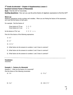 Find the GCF of monomials.