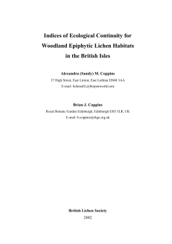 Indices of Ecological Continuity for Woodland Epiphytic Lichens