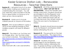 Kesler Science Station Lab – Renewable Resources – Teacher