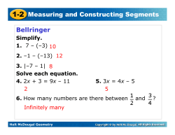 1-2 Measuring and Constructing Segments Bellringer