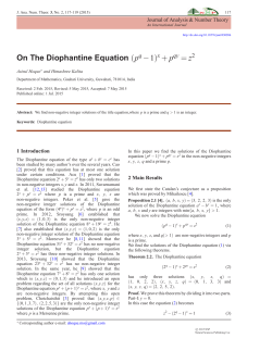On The Diophantine Equation (p q &minus;1)x + p