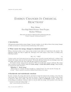 Energy Changes In Chemical Reactions