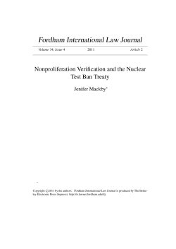 Nonproliferation Verification and the Nuclear Test Ban Treaty