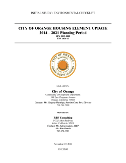 CITY OF ORANGE HOUSING ELEMENT UPDATE 2014 – 2021