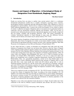 Causes and Impact of Migration : A Sociological Study of Emigration