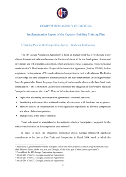 COMPETITION AGENCY OF GEORGIA Implementation Report of
