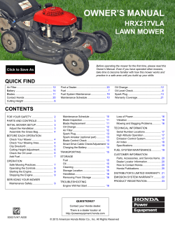 Owner`s Manual HRX217VLA Lawn Mower