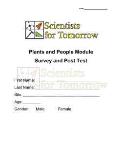Plants and People Module Survey and Post Test