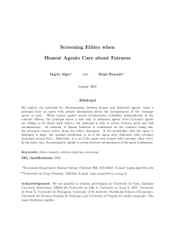 Screening Ethics when Honest Agents Care about