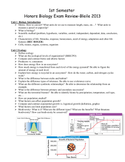 1st Semester Accelerated Biology Exam Review