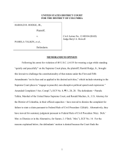 1 UNITED STATES DISTRICT COURT FOR THE DISTRICT OF