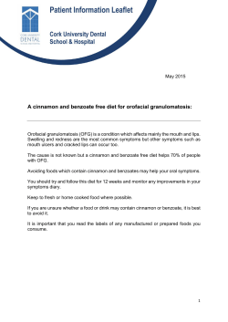 A cinnamon and benzoate free diet for orofacial granulomatosis