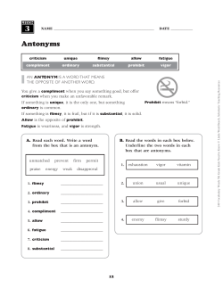 Antonyms - TeacherWeb