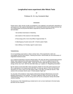 Longitudinal wave experiment after Nikola Tesla