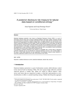 A posteriori disclosure risk measure for tabular data based