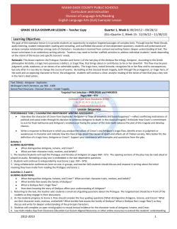 MIAMI-DADE COUNTY PUBLIC SCHOOLS Curriculum and