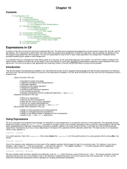 Chapter 10 Expressions in C - A