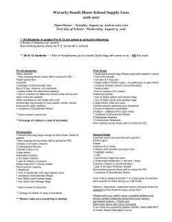 School Supply List 16-17 - Waverly/South Shore School