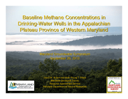 Well Water Methane Study in Maryland Appalachian Plateau