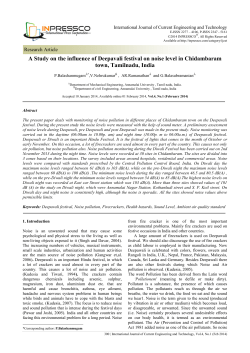 A Study on the influence of Deepavali festival on noise level in