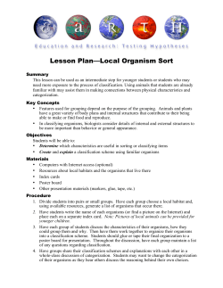 Lesson Plan&mdash;Local Organism Sort